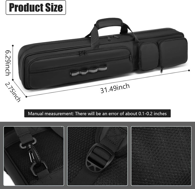 Beejirm Pool Cue Case - 4x4 Padded Pool Cue Bag - Holds 4 Butts and 4 Shafts, Multiple Accessory Pockets - Image 5
